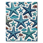 Teal Starfish and Seashell Coastal Ocean Rug