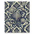 Navy Seashell Damask Inlaid Rug