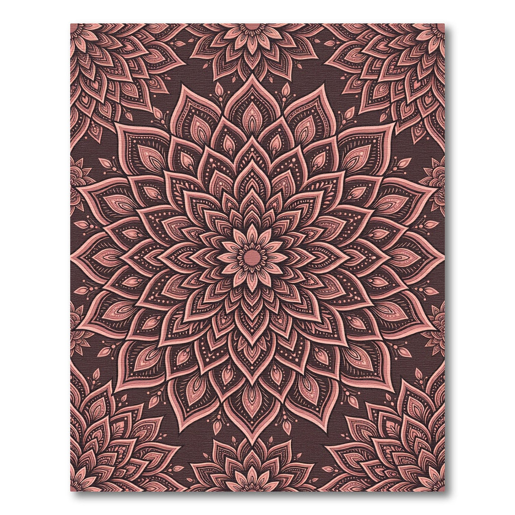 Dusty Rose Ornate Lotus Mandala Rug