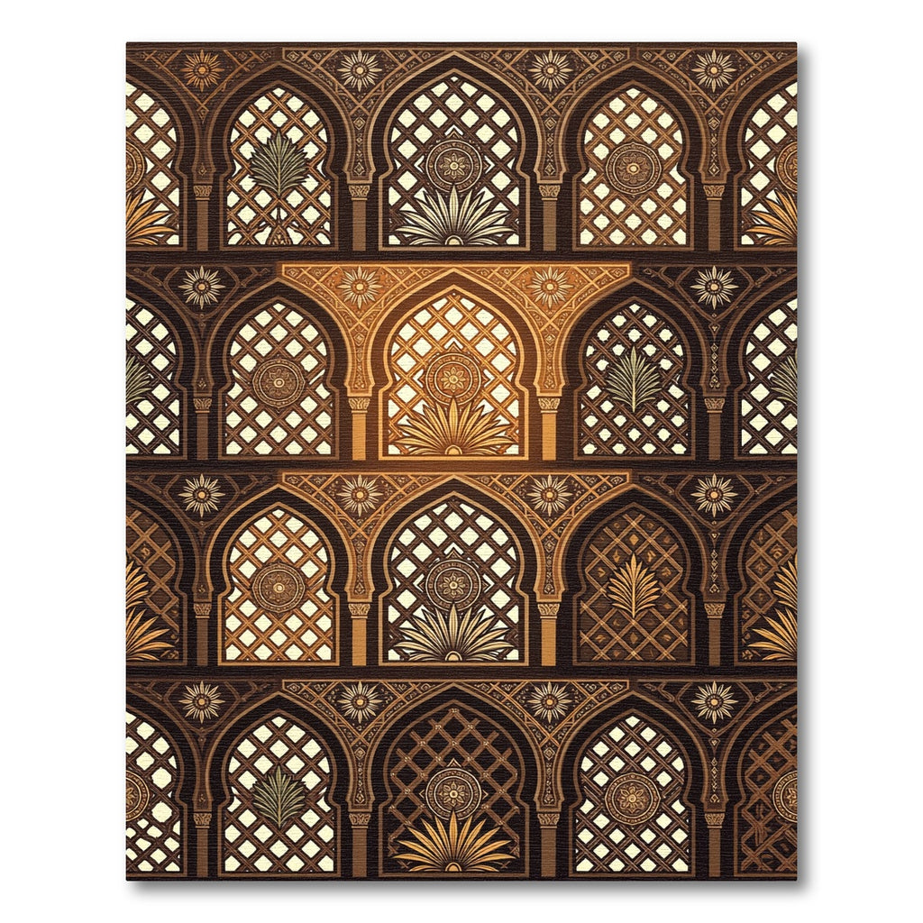 Golden Arched Lattice Geometric Wall Art Rug