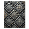 Ornate Dark Gray Floral Medallion Rug