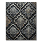 Ornate Dark Gray Floral Medallion Rug