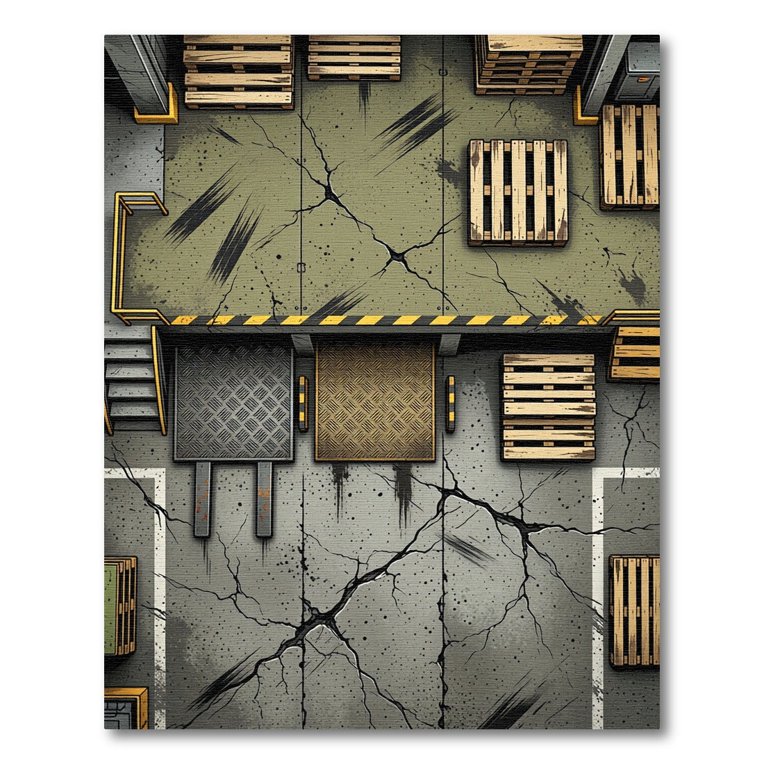 Industrial Concrete Cragged Warehouse Floor Rug