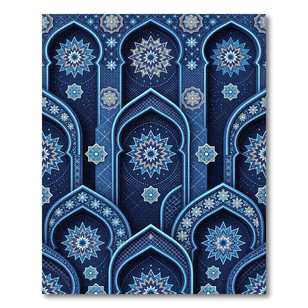 Midnight Blue Starry Arch Tile Rug