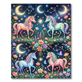 Whimsical Celestial Unicorn Floral Garden Rug