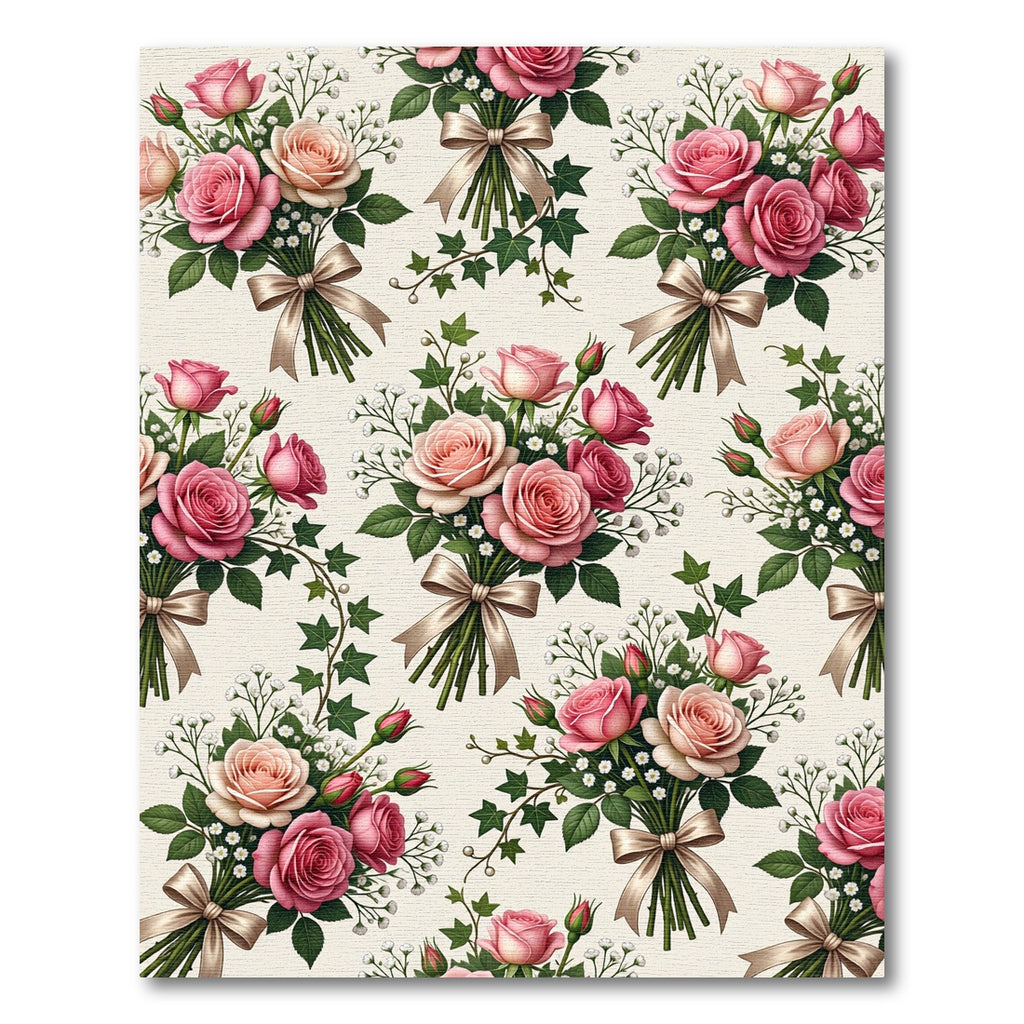 Romantic Pink Rose Garden Bouquet Rug