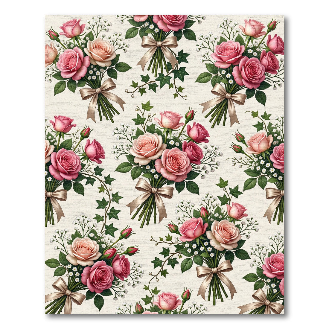 Romantic Pink Rose Garden Bouquet Rug