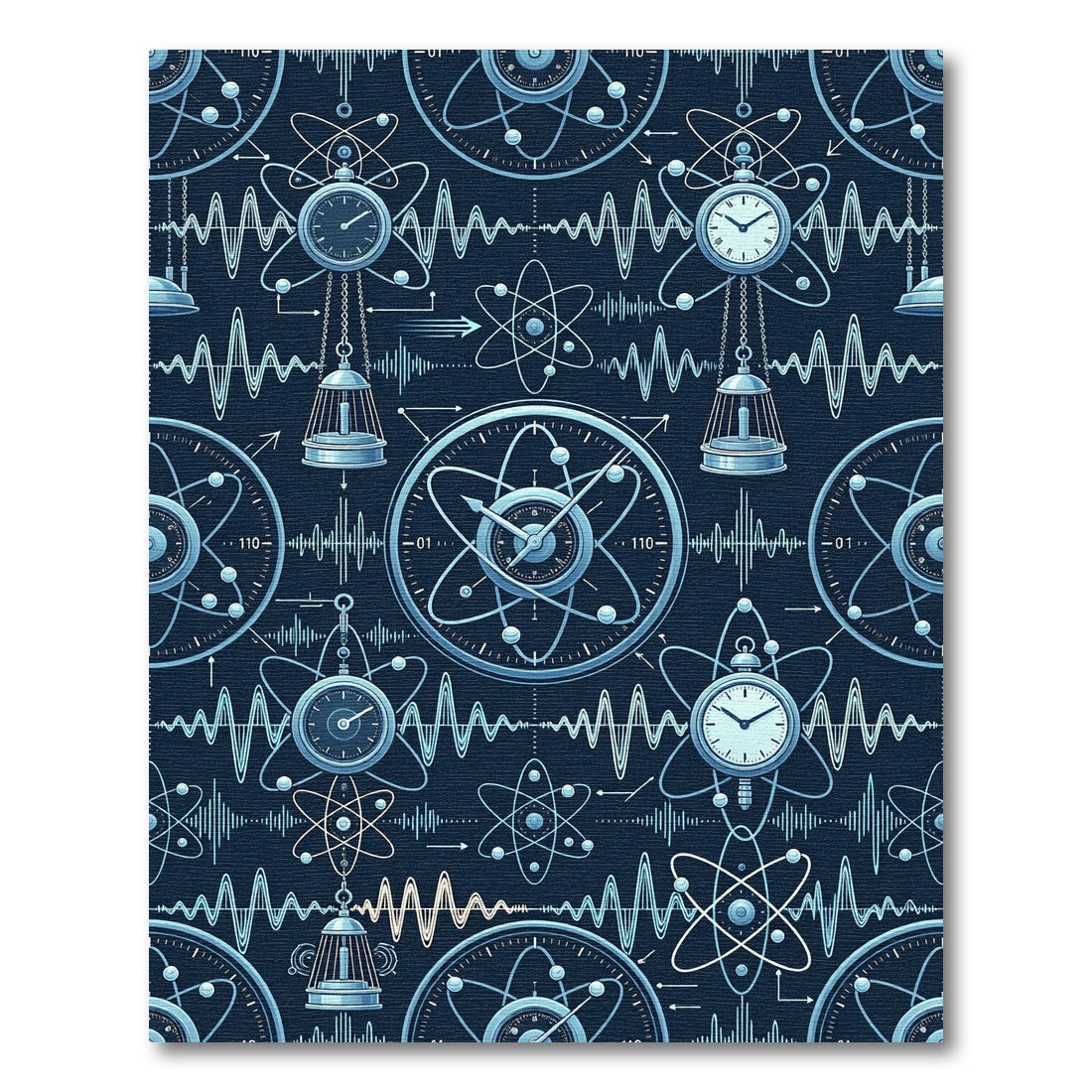 Scientific Atomic Pendulum Clock Pattern Rug