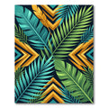 Tropical Palm Leaf Geometric Gold Art Rug