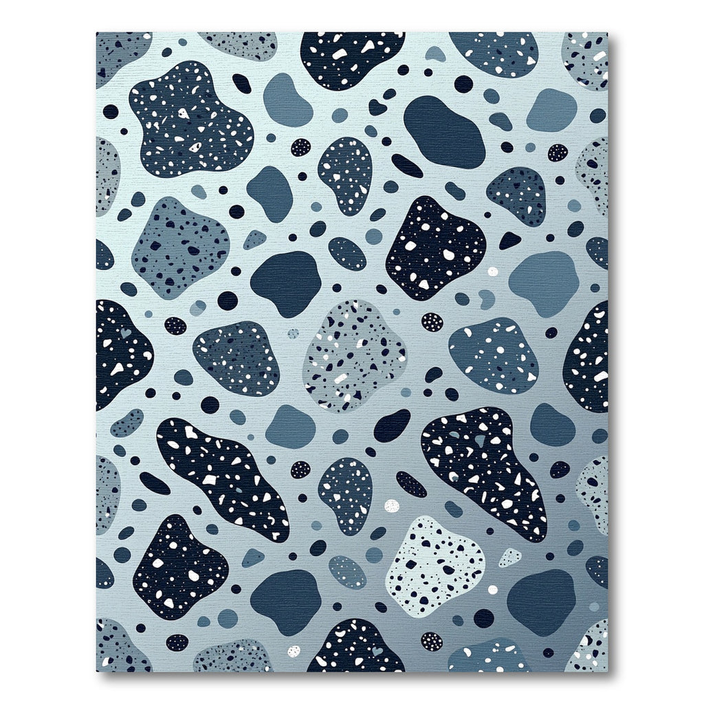 Modern Blue Terrazzo Speckled Abstract Rug