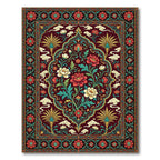 Deep Red Floral Medallion Art Rug