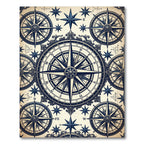Nautical Mariner Compass Navy Anchor Decor Rug