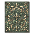 Elegant Sage Fleur de Lis Scrollwork Rug