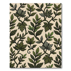 Earthy Green Botanical Vine Foliage Rug