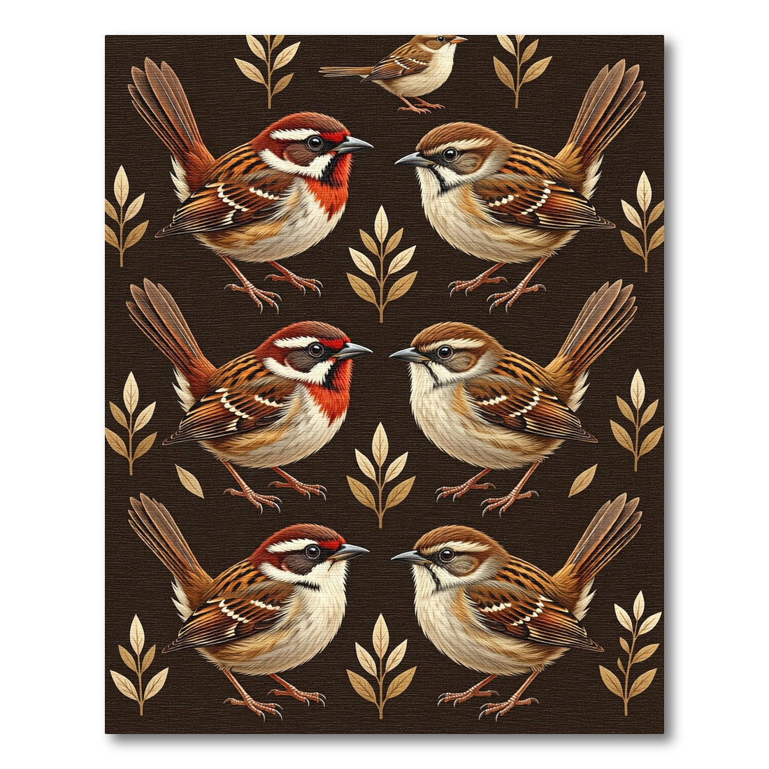 Earthy Brown Sparrow Botanical Meadow Rug