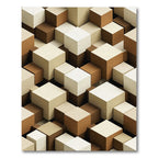 Abstract Geometric Cube Earth Tone Rug