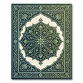 Deep Emerald Floral Mandala Border Rug