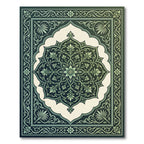 Deep Emerald Floral Mandala Border Rug