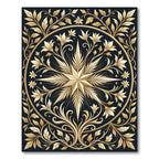 Golden Starburst Ornate Floral Mandala Rug