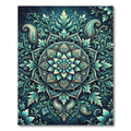 Teal Floral Paisley Mandala Medallion Rug