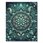 Teal Floral Paisley Mandala Medallion Rug