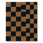 Modern Black and Tan Geometric Checkerboard Rug