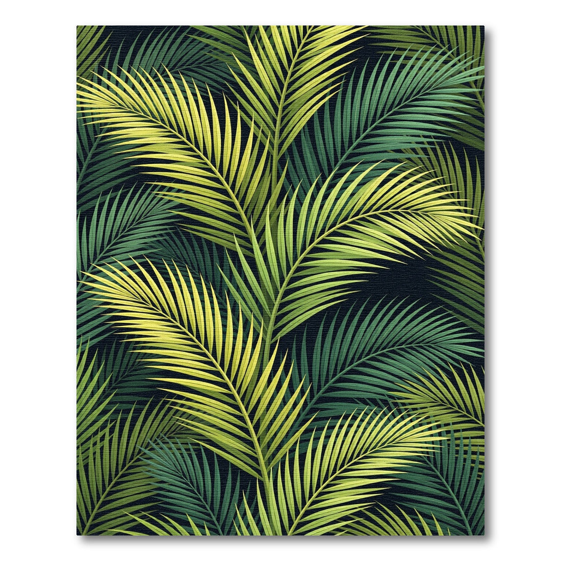 Vibrant Green Palm Fronds Botanical Rug