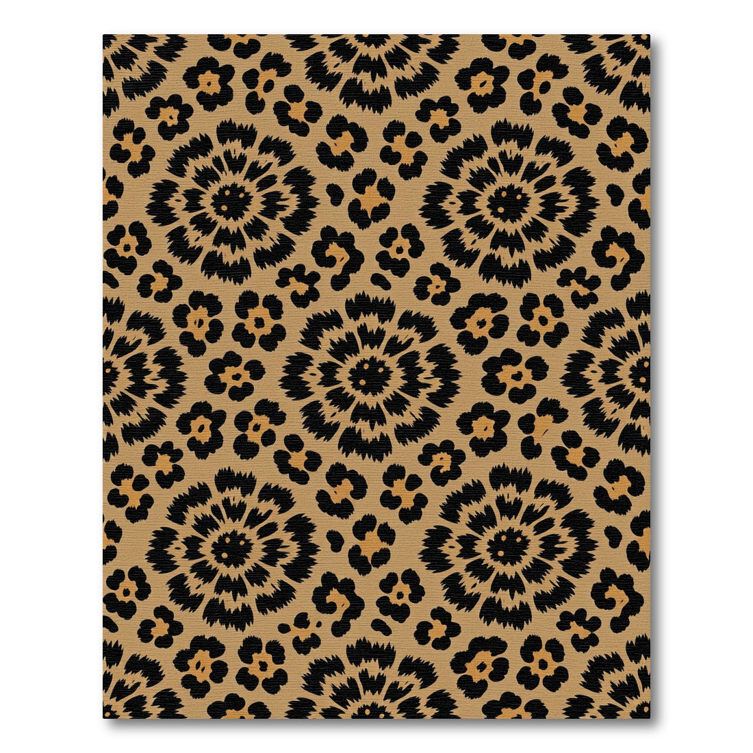 Brown Black Leopard Round Medallion Rug