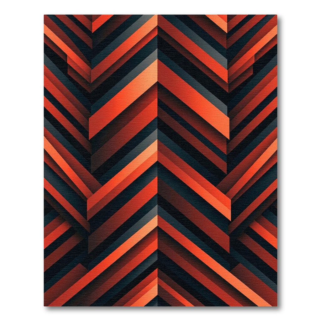 Modern Crimson Black Geometric Chevron Rug