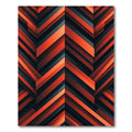 Modern Crimson Black Geometric Chevron Rug
