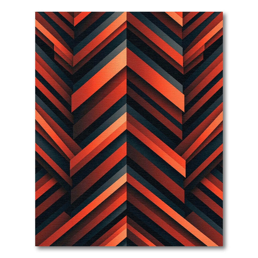 Modern Crimson Black Geometric Chevron Rug
