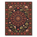 Ornate Crimson Lotus Mandala Frame Rug