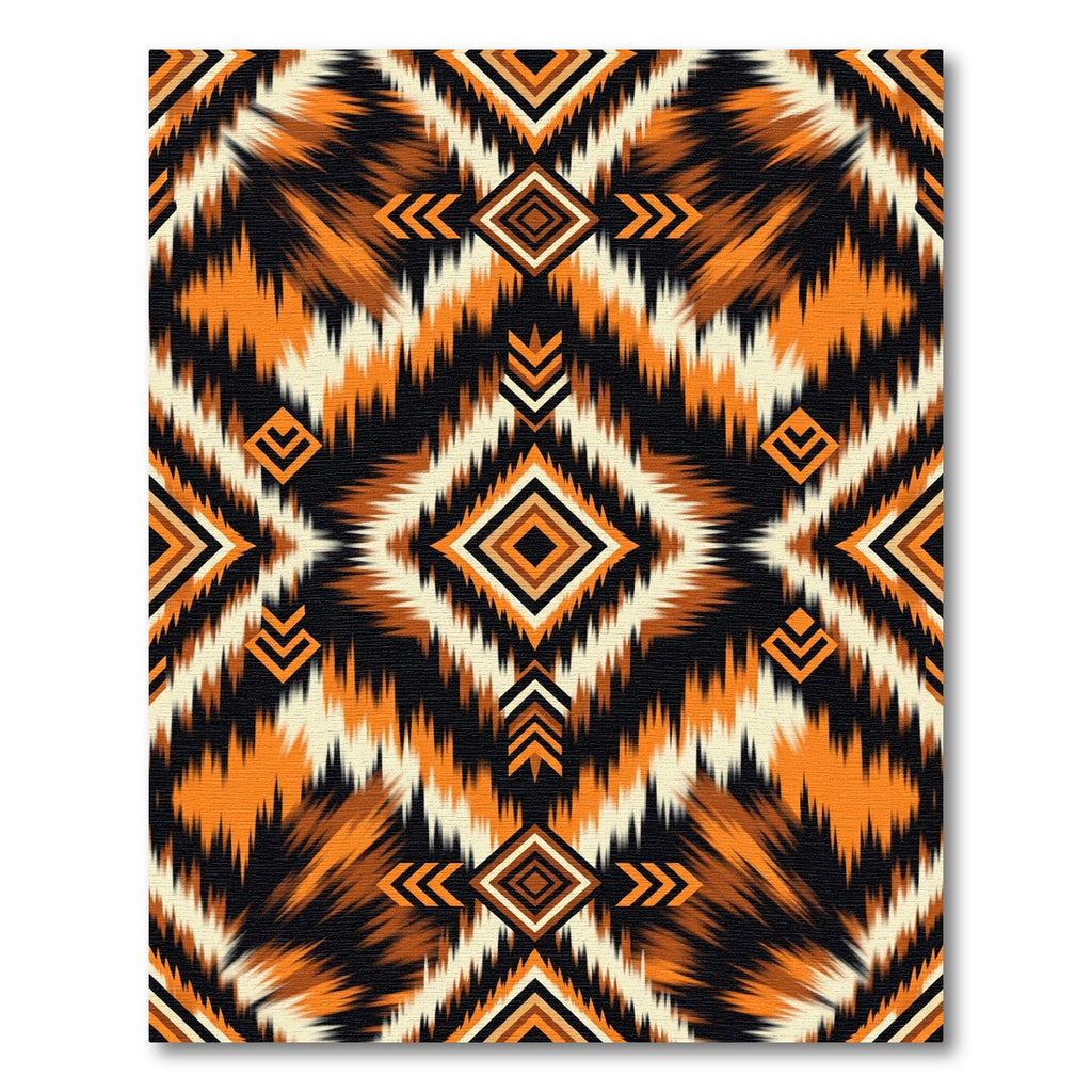 Bold Orange Black Geometric Tribal Area Rug