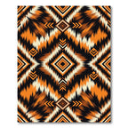 Bold Orange Black Geometric Tribal Area Rug