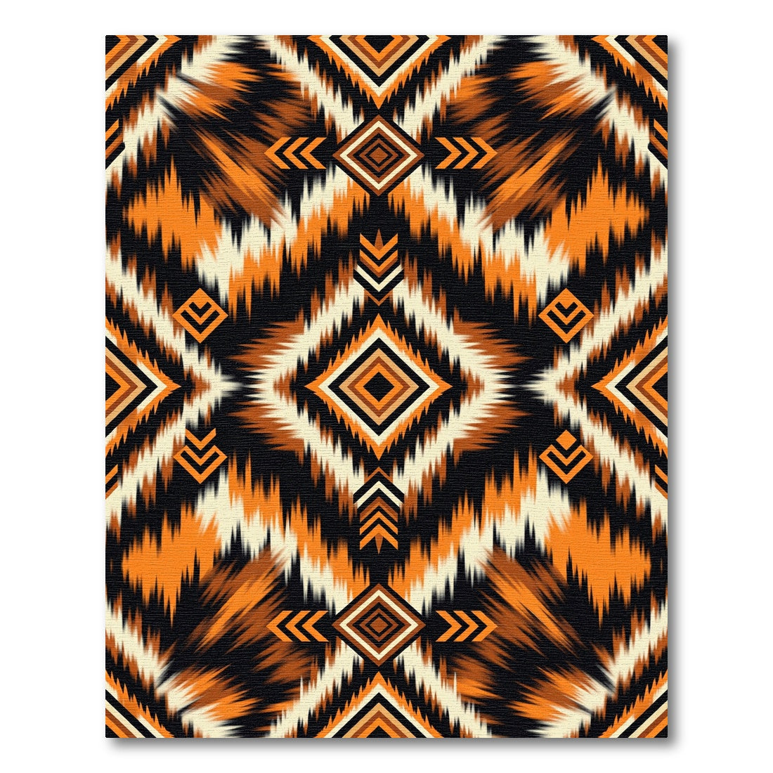 Bold Orange Black Geometric Tribal Area Rug