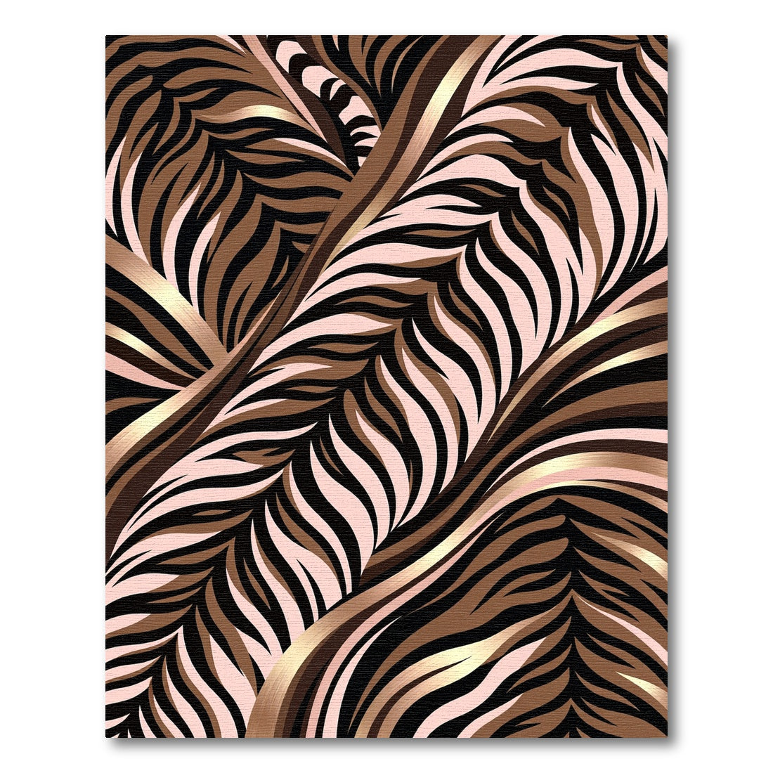 Chic Bronze Zebra Stripe Swirl Art Rug