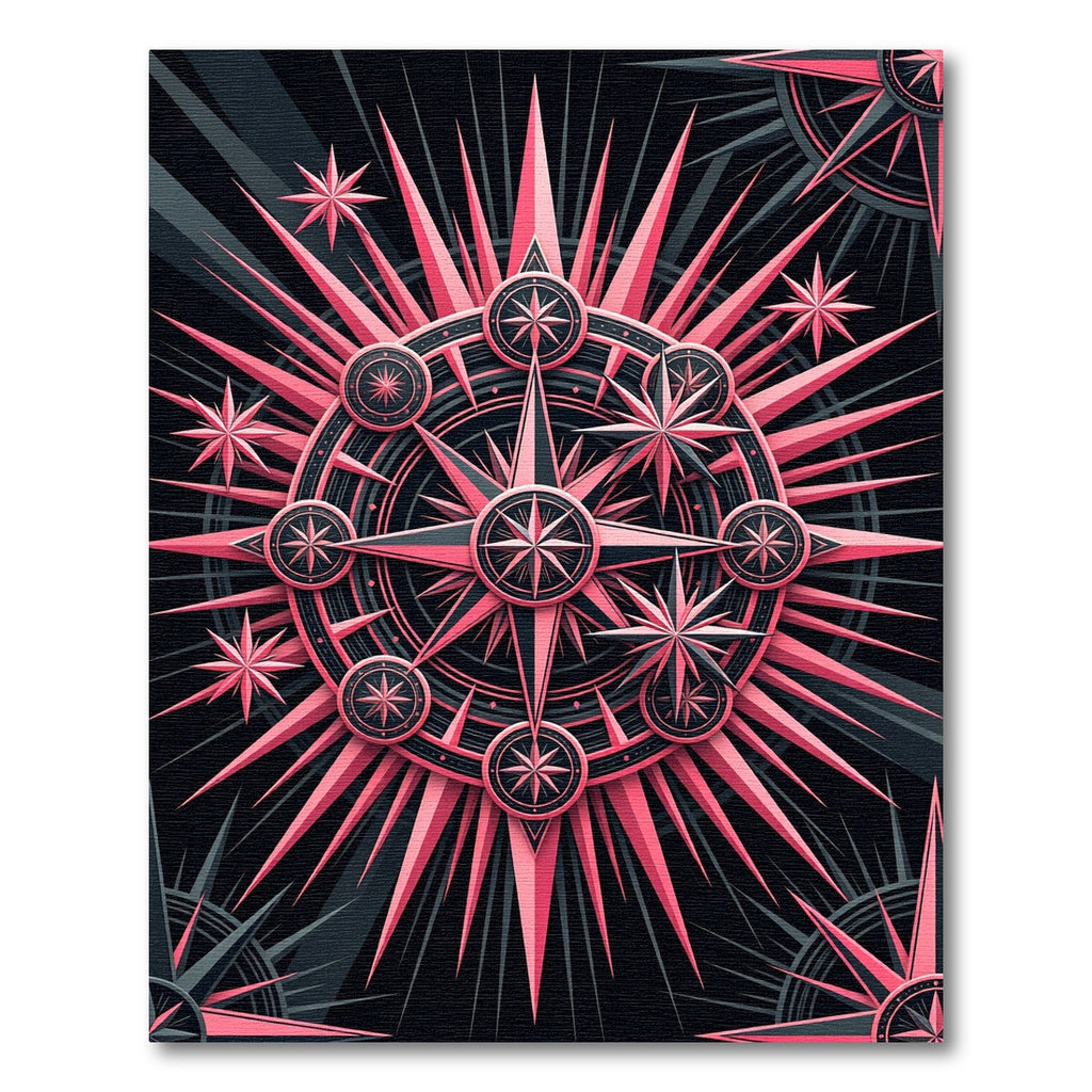 Celestial Pink Star Compass Medallion Rug