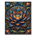 Artisanal Navy and Bronze Lotus Medallion Rug
