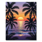 Tropical Sunset Palms Ocean Horizon Rug
