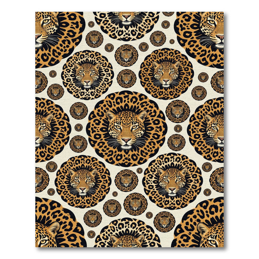Golden Leopard Spotted Medallion Art Rug