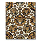 Golden Leopard Spotted Medallion Art Rug
