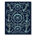 Classic Nautical Anchors Steering Wheels Chains Rug
