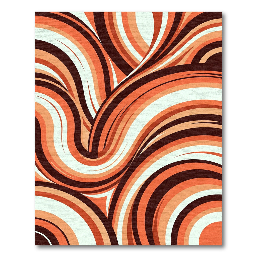 Retro Orange And Cream Abstract Swirl Rug