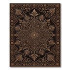 Elegant Bronze Floral Medallion Scroll Rug