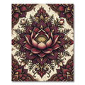Rich Burgundy Lotus Mandala Overlay Rug
