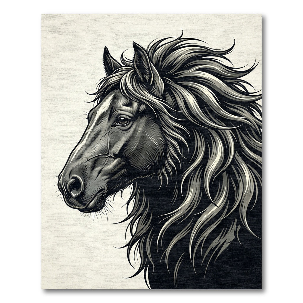 Majestic Monochrome Horse Profile Art Rug