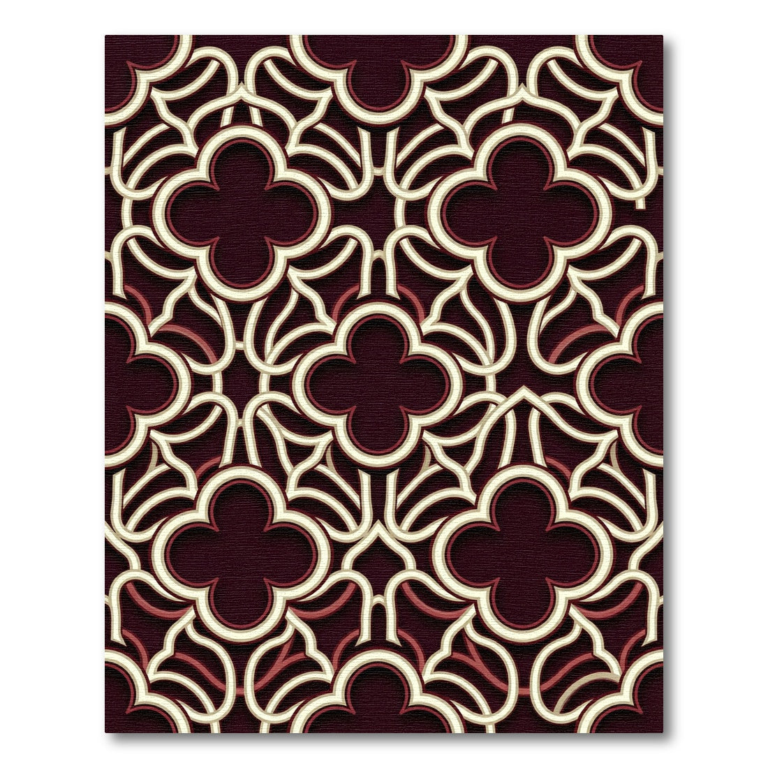Crimson Quatrefoil Lattice Overlay Rug