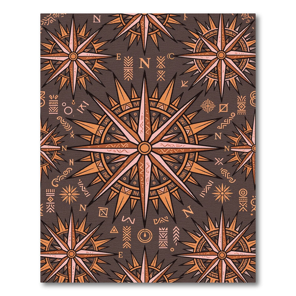 Celestial Compass Earthy Brown Tile Rug