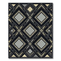 Sophisticated Charcoal Gold Geometric Diamond Rug