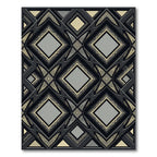 Sophisticated Charcoal Gold Geometric Diamond Rug